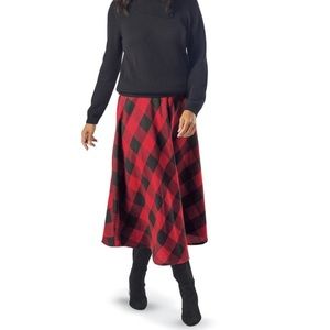 Club Prive vintage red Buffalo plaid  midi skirt.